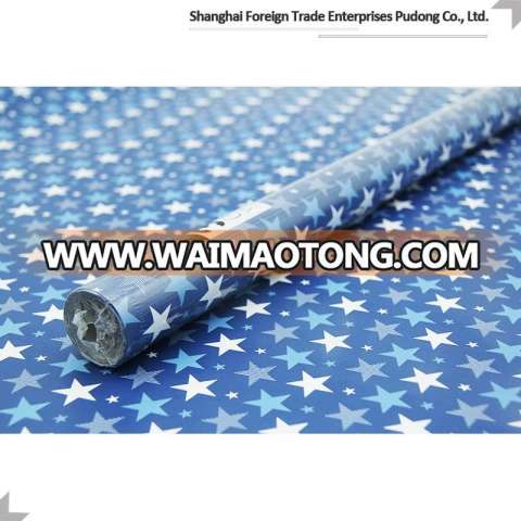 Wholesale Blue and White Star Pattern Gift Wrapping Paper for Everyday 76*426 total 35 sq.ft